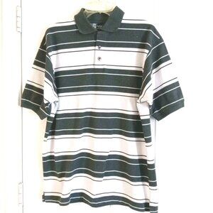 Niko Striped Polo Dark Gray and White Stripes Size XL 90's Pique Cotton